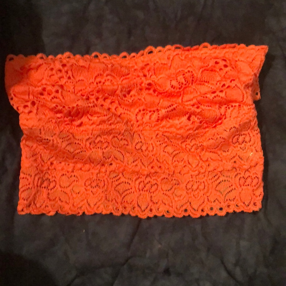 Aerie coral lace strapless bra